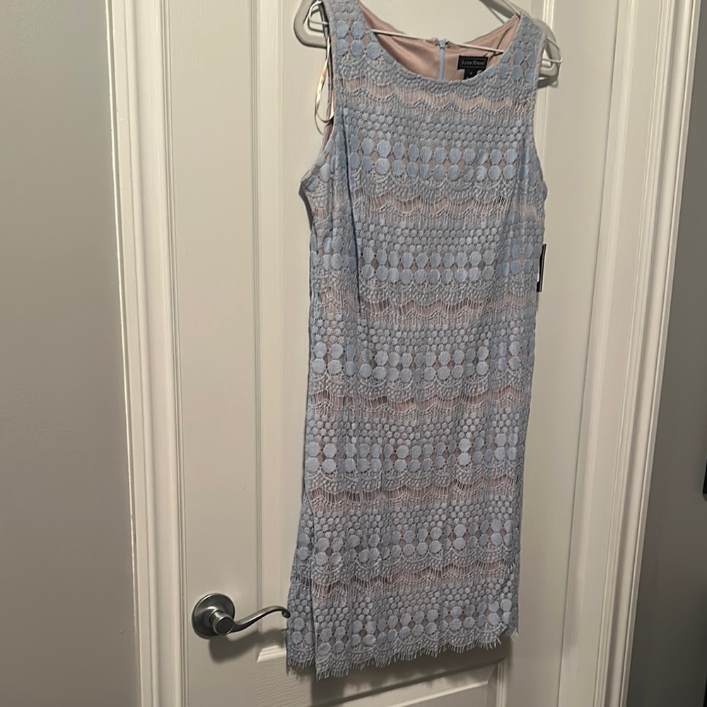 Jessica Howard Blue Sheath Midi Dress Scoop Neck Sleeveless